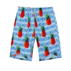 Шорты мужские летние пляжные шорты бермуды в повседневном стиле цветные с принтом ананаса по колено легкосохнущие шорты для дома с