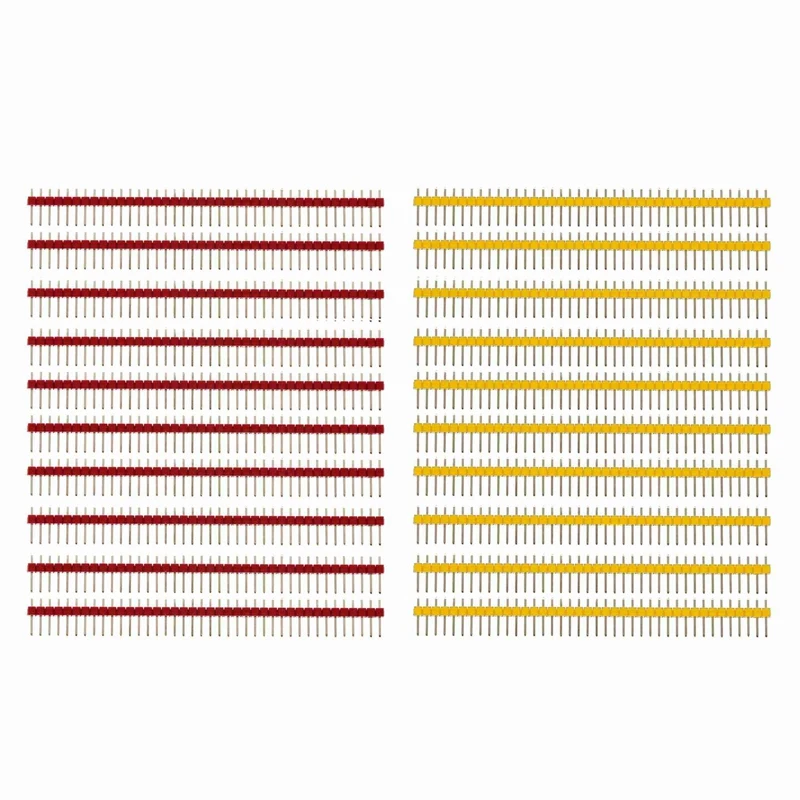 

20 Pcs 2.54Mm 40Pin Male Single Row Pin Header Strip for Arduino DIY - 10 Strips, 10 Pcs Red & 10 Pcs Yellow