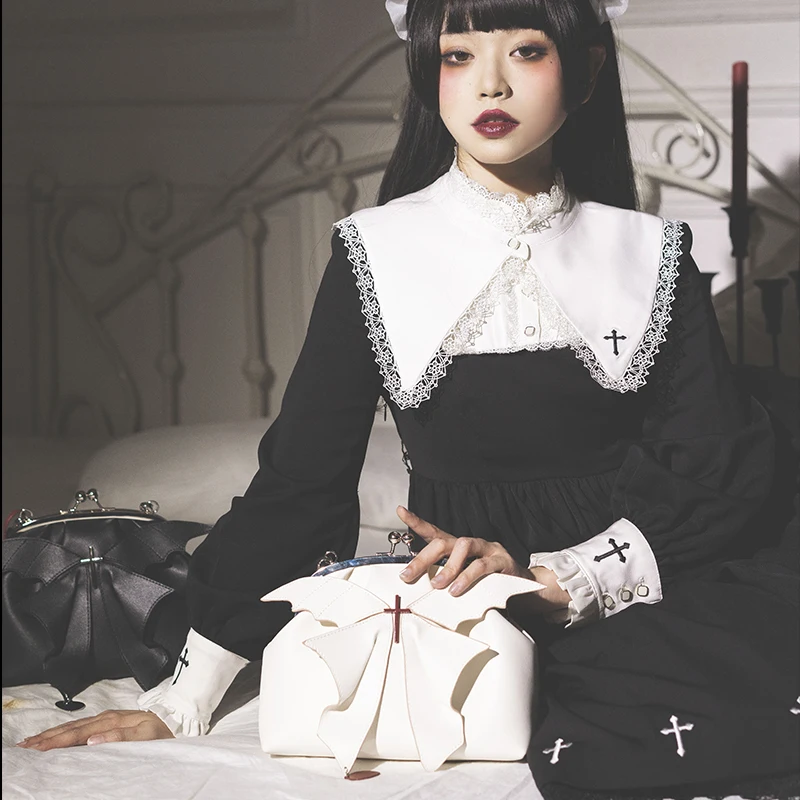 

Gothic Lolita Handbag Devil Wing PU Leather Shell Bag Crossbody Tote Bag
