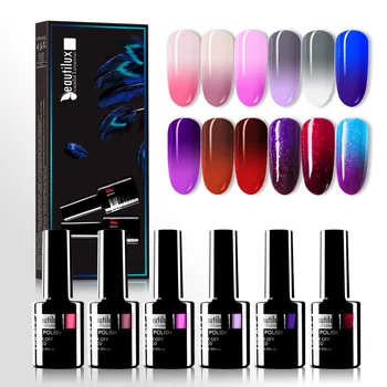 

Beautilux Thermo Nail Gel Polish Kit Thermal Temperature Color Changing Mood Nails Gels Varnish Lot Nail Lacquer 6pcs/set 10ml