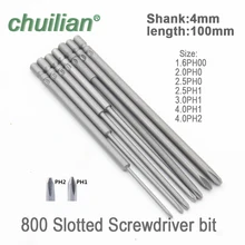 1 шт. 100 мм Длинный 800 Магнитный Круглый хвостовик крестовая отвертка набор ручных инструментов