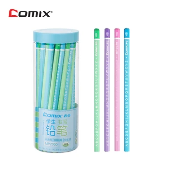 

[Barrel of 50] Comix Triangular Shape HB 26 Letters and Scale Student Wood Pencil Set pencils for school ,MP2029