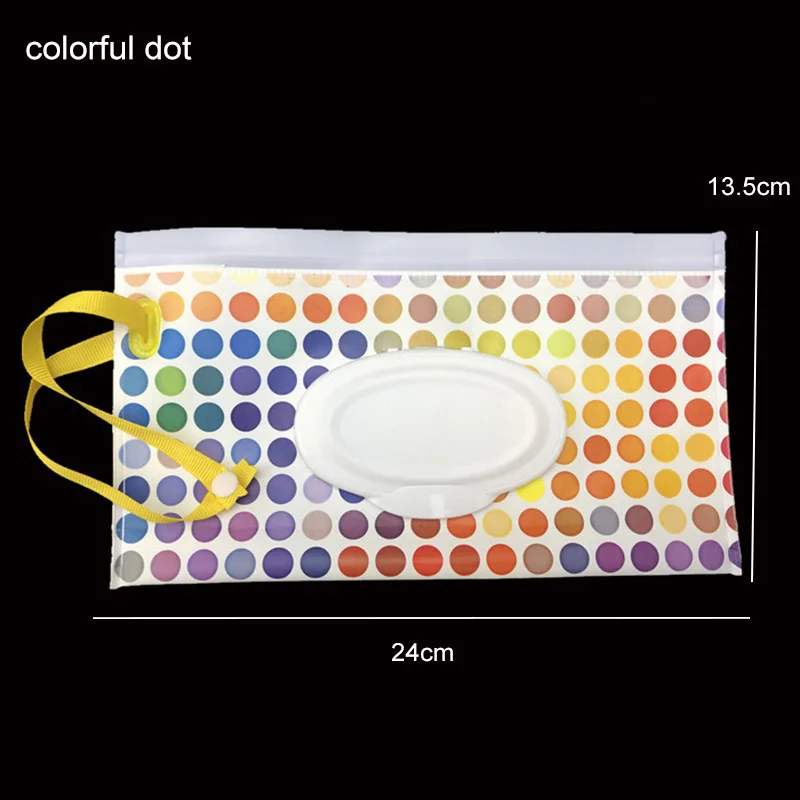 colorful dot Экологичная коробка для детских салфеток с ремнем-защелкой, портативная раскладушка, косметичка, мешок для влажных салфеток, контейнер для салфеток, легко носить с собой, чистые салфетки - Цвет: colorful dot