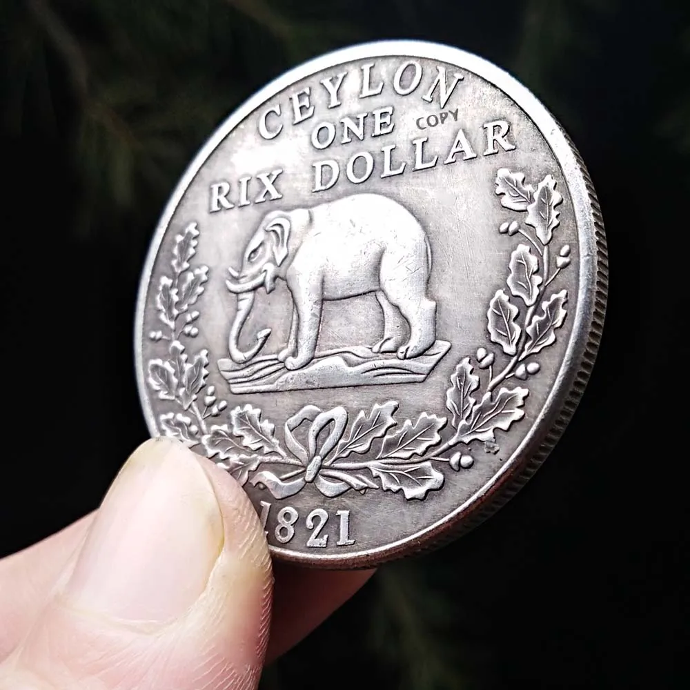 Sri Lanka старая копия монеты 1821 монета со слоном Выгравированные сувениры 38 мм