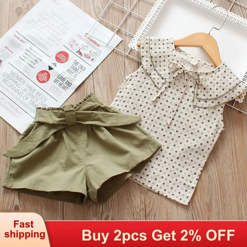 Детская одежда 2020 летняя рубашки в горошек для маленьких девочек и короткие