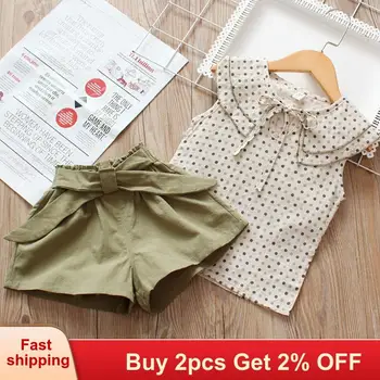 

Kids Clothes 2020 Children Summer Clothes Baby Girl Dots Pattern Shirts And Short Pants 2 pcs Toddler Girl Clothes