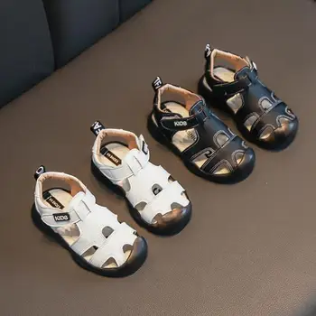 

Summer Baby Boy Shoes Kids Beach Sandals for Boys Soft Leather Bottom Non-Slip Closed Toe Safty Shoes Children Shoes