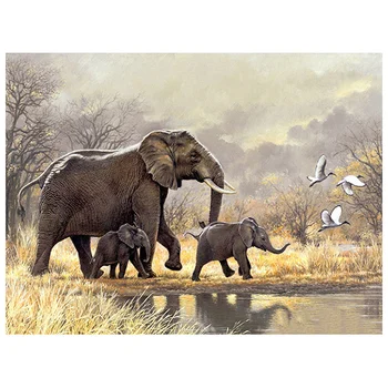 

DIY Diamond Embroidery Cross Stitch Animal Elephant Diamond Painting Cross Stitch Full Round Drill Decoration Gift