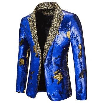 

2020 Men's Multiple Colors Green Blue Silver Red Black Glitter Sequin Suit Jacket Singer Ball Wedding Dress Jacket Coat
