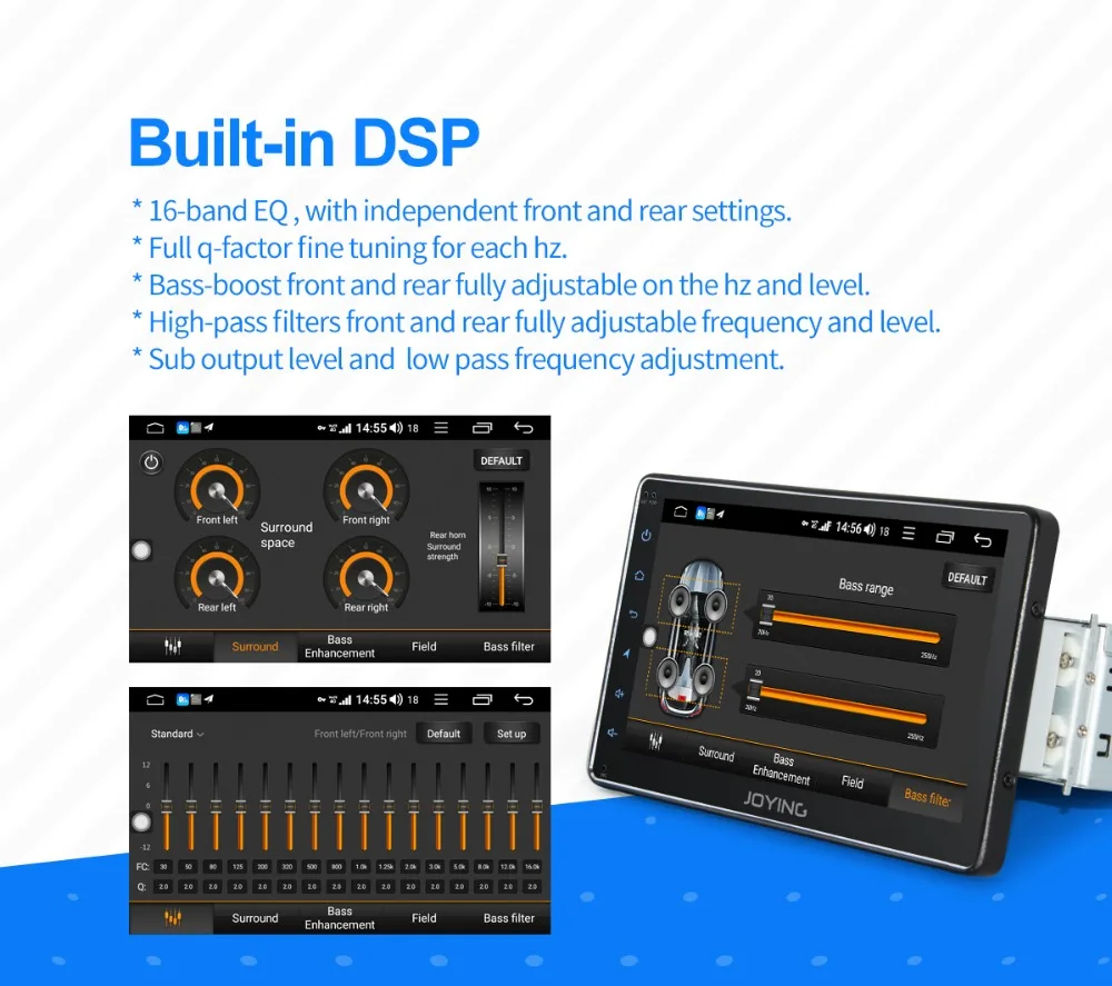 Perfect JOYING one din car radio player 4GB RAM 64GB ROM 7 inch universal car multimedia support 4G DSP autoradio GPS Navi with free OBD 12
