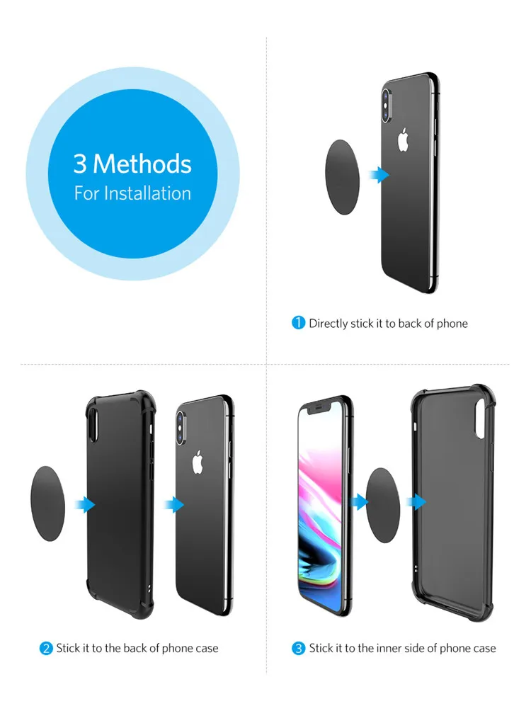 Phone Car Holder Magnet Metal Plate Disk For Smarphones suporte celular Back Case Sticker iron Sheet Magnetic Car Mount Stand