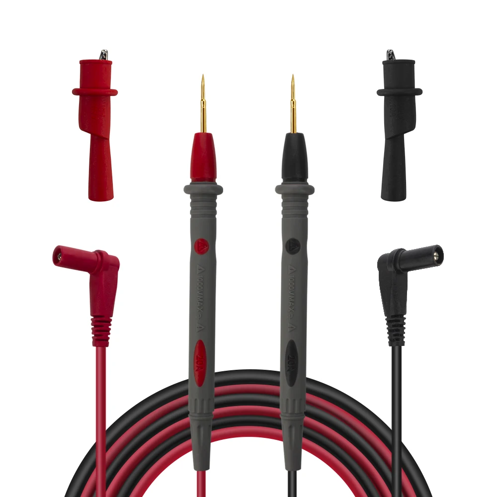 

Silicone Multimeter Test Leads Rubber Wire Gold-plated Crocodile Clips Multimeter test leads for home diy tools parts 2020