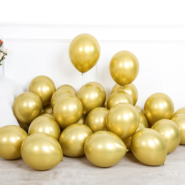 20pcs 12inch New Glossy Baby Pink Metal Pearl Latex Balloon Rose Gold Thick Chrome Metallic Globos Wedding Birthday Party Decor gold 1