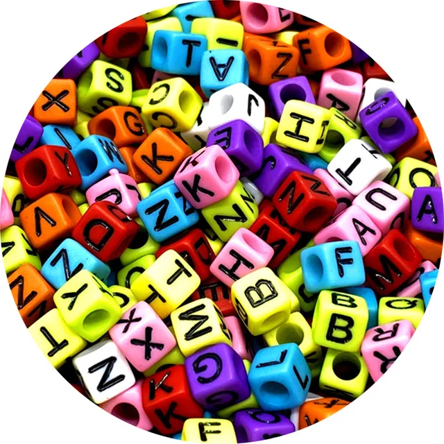 100pcs 6mm Mixed Square Alphabet Letter Beads Charms Bracelet Necklace For Jewelry Making DIY Accessories 25