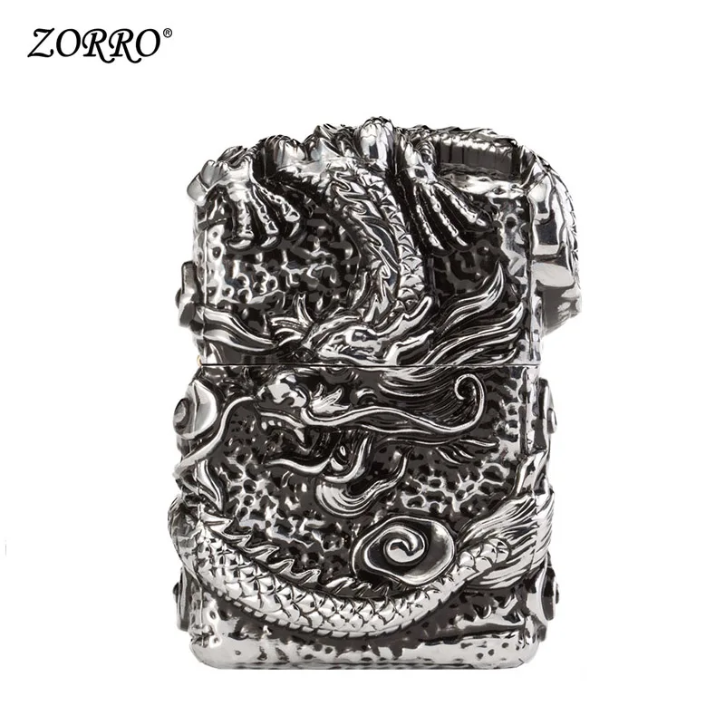 Zorro керосиновая Зажигалка Windbreak Armor Divine Dragon индивидуальная нестандартная зажигалка подарок на день рождения для мужчин, чтобы отправить мальчиков - Цвет: Chrome black