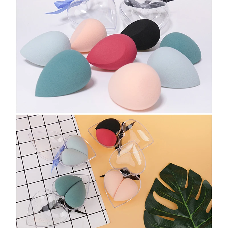2pcs Heart-shaped Makeup Puff Wet And Dry Beauty Makeup Egg Makeup Puff Sponge Puff Makeup Tool
