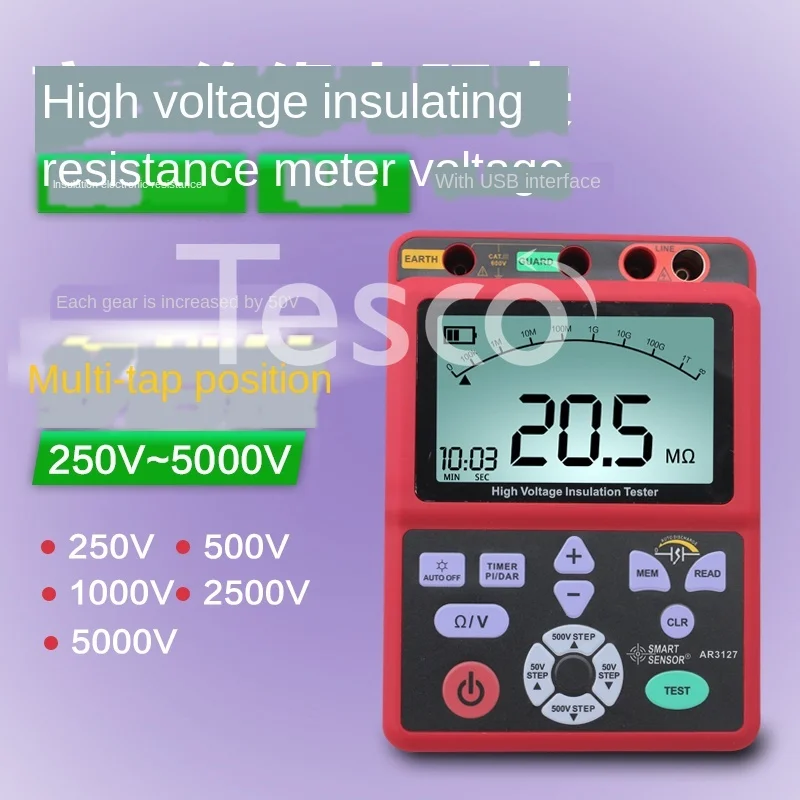 

3127 Digital Insulation Resistance Tester Digital Megohmmeter/High Resistance Meter AR-3127