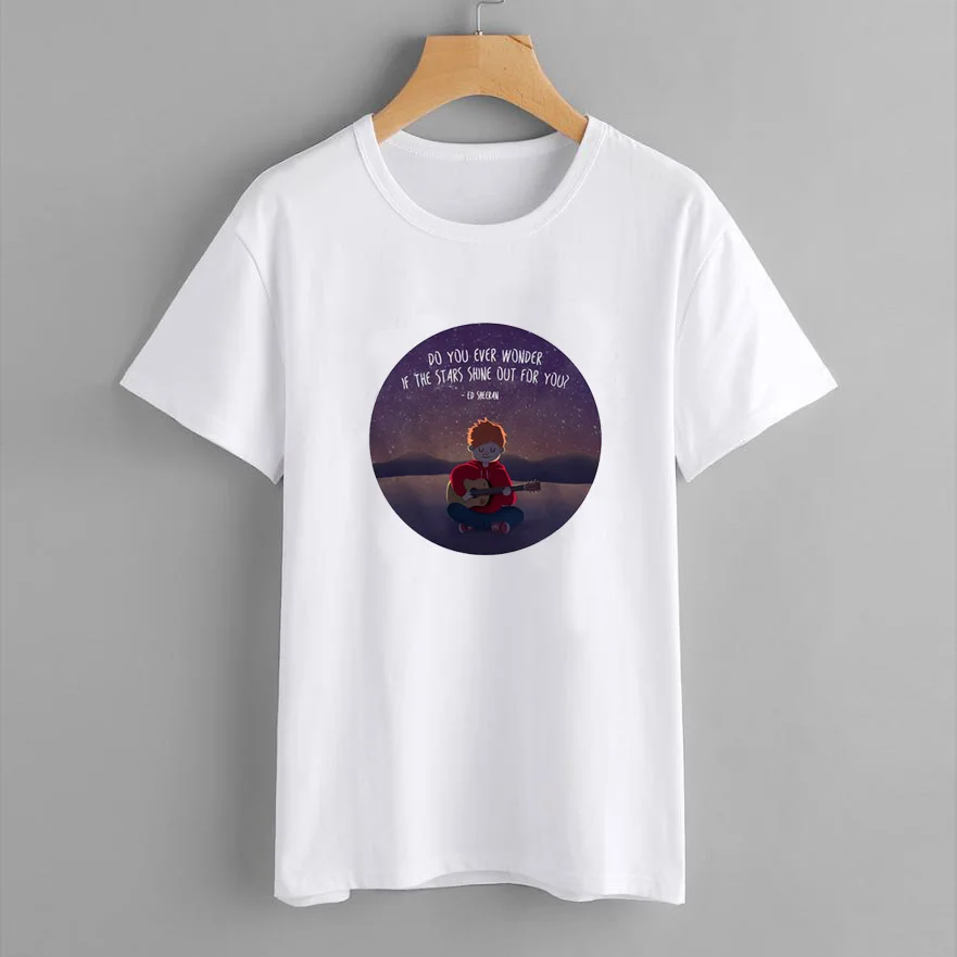 Ed Sheeran Harajuku T Shirt Women Ullzang 90s Music Lovers Funny Cartoon Print T-shirt Fashion Women Tops Plus Size Summer Tees