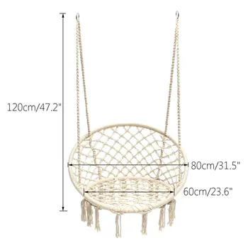 

120x80CM Nordic Hammock Chair Swing Rope Outdoor Indoor Garden Round Seat For Child Adult Swinging Hanging Safety Chair Hammock
