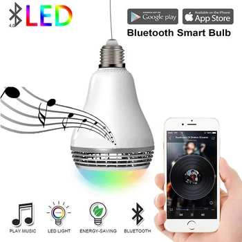 

E27 RGB Wireless WIFI Smart Bluetooth 4.0 Audio Speaker Bulb Lamp Dimmable Colorful Music LED Bulb Light via WiFi App Control