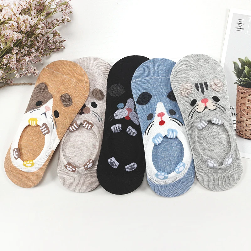 

27 Style 10 Piece=5 Pairs/lot Cute Harajuku Animal Socks Women Summer Korean Cat Bear Rabbit Funny Low Cut Ankle Sock Happy Sox