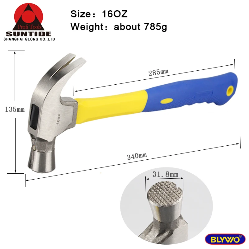 16OZ Claw Hammer Fiberglass Handle Nail Hammer Woodworking Striking Tools carpentry tools Building Tools 2