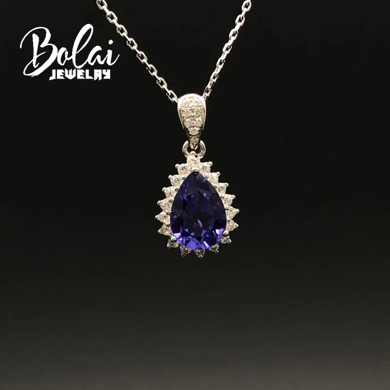 Bolaijewelry, созданный драгоценный камень нано ювелирные изделия из танзанита набор серьги кулон и кольцо стерлингового серебра 925 ювелирные украшения для девочек - Цвет камня: pendant