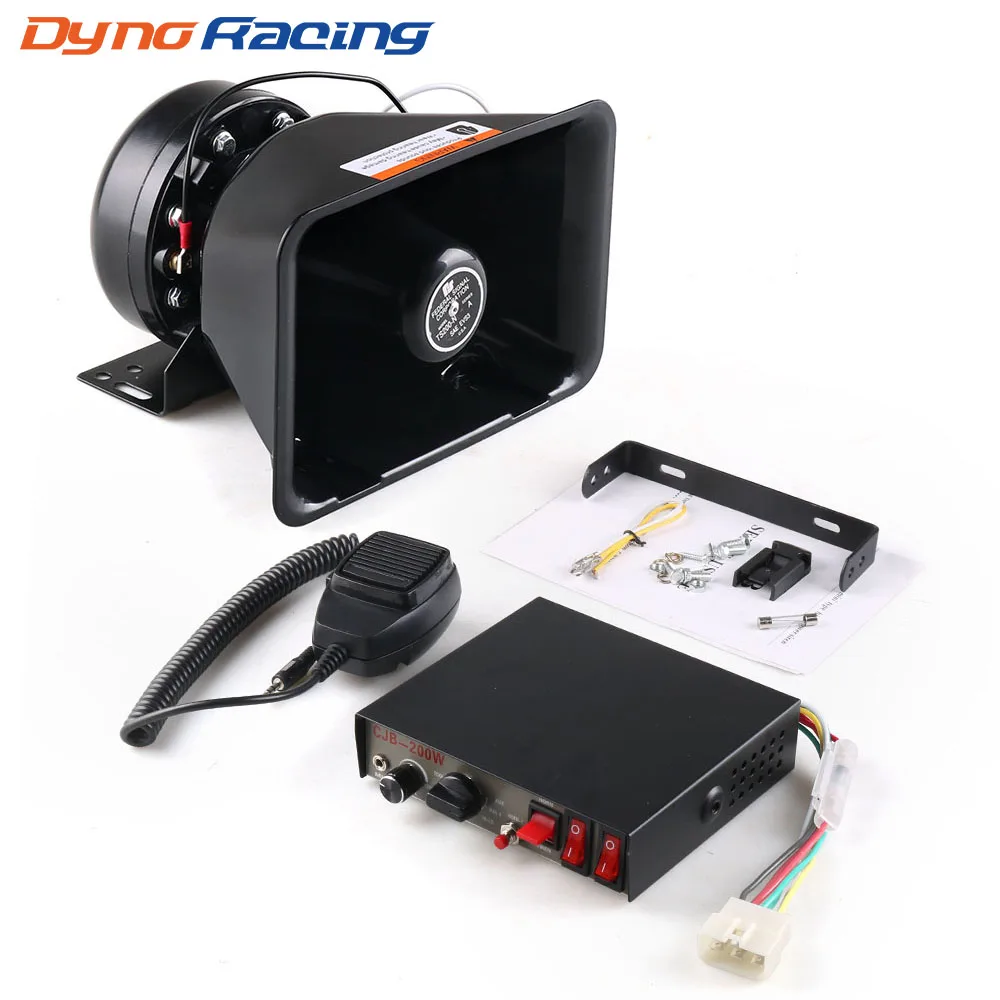 12v 200w 8 Tones Loud Car Warning Alarm Police Siren Horn Speaker Pa