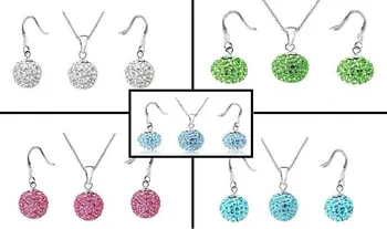 

Mix color multicolor 10mm blyr3e red 15pcs/lot Set Pendant necklace studs drop Earring Clay Balls crystal