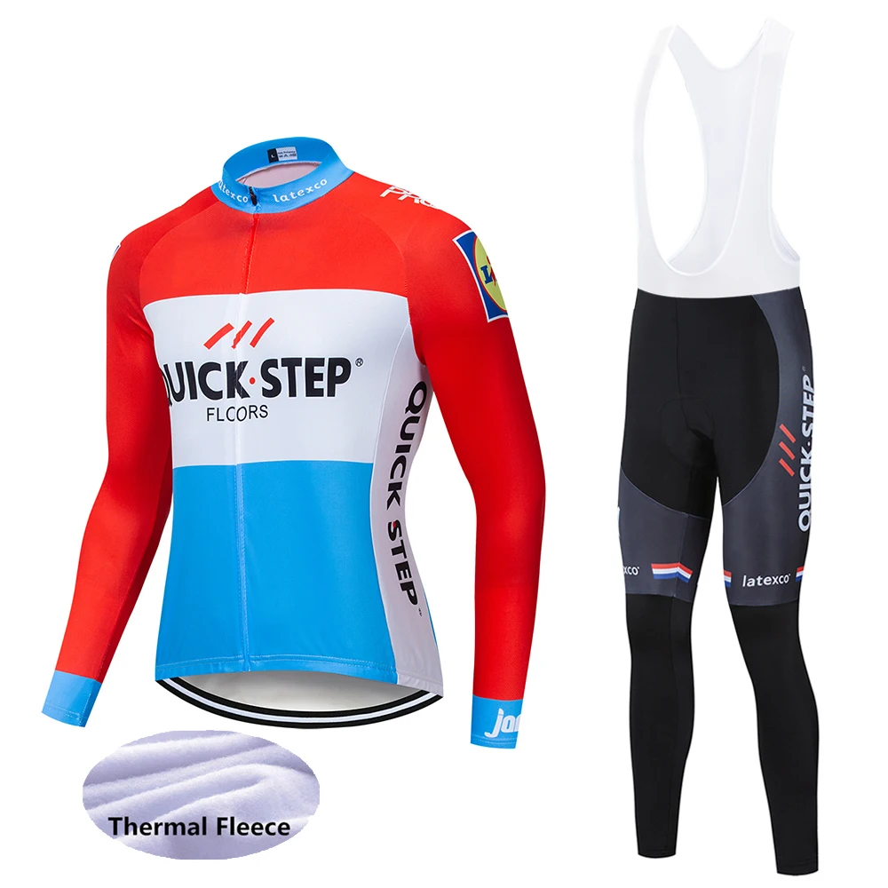 UCI Pro Команда Quick Step зимний флисовый Велоспорт Джерси комбинезон комплект молотки de Cliclismo Invierno велосипед Костюмы - Цвет: Cycling suit