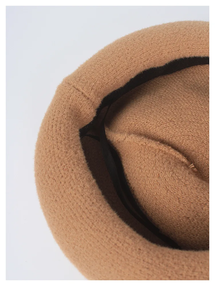 Berets Double-faced Woolen Goods Knit Beret Warm wool Women Autumn Winter Solid Color Versatile Painter Cap Wild