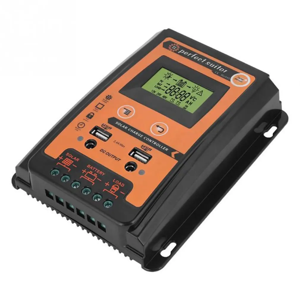 

30A/50A/70A 12V 24V PWM Auto Solar Charge Discharge Controller With LCD Battery Cell Panel Regulator PV Home