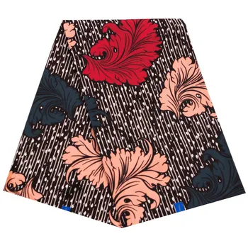 

Red Pink & Black Floral Print Fabric Veritable Guarantee Real Wax 2019 New Fashion