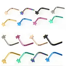 8 шт./лот хирургическая сталь Сердце нос Резьбовое кольцо шпилька L форма Носовая кость фиксатор держатель пирсинг ювелирные изделия для тела