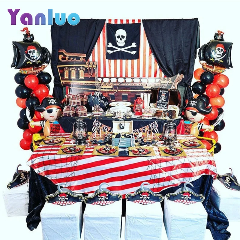 Pirate Birthday Party Digital Aluminum Foil Balloon Boy Birthday Party Decor Baby Shower Supplies Children Toy Helium Balloons