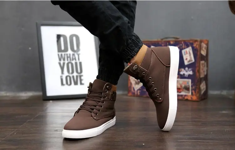 Ankle boots warm men snow boots winter Lace-up men shoes new arrival fashion flock plush winter boots men size 39-47