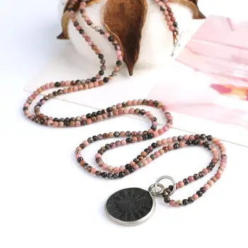 

C.QUANCHI Mini Round Buddha Pendant Necklace Bodhisattva Amulet Talisman Lucky Necklaces With Natural Stone Beaded Jewelry