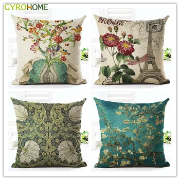 

4 PC/Set Euro Style Home Decor Cushion Vintage Flowers Sitting Pillow Square Throw Pillowcase For Sofa Seat