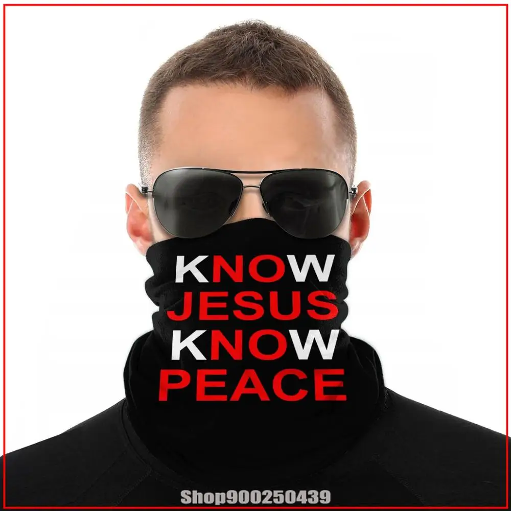 Белые банданы KNOW JESUS PEACE шарф для лица маска походная повязка на шею голову