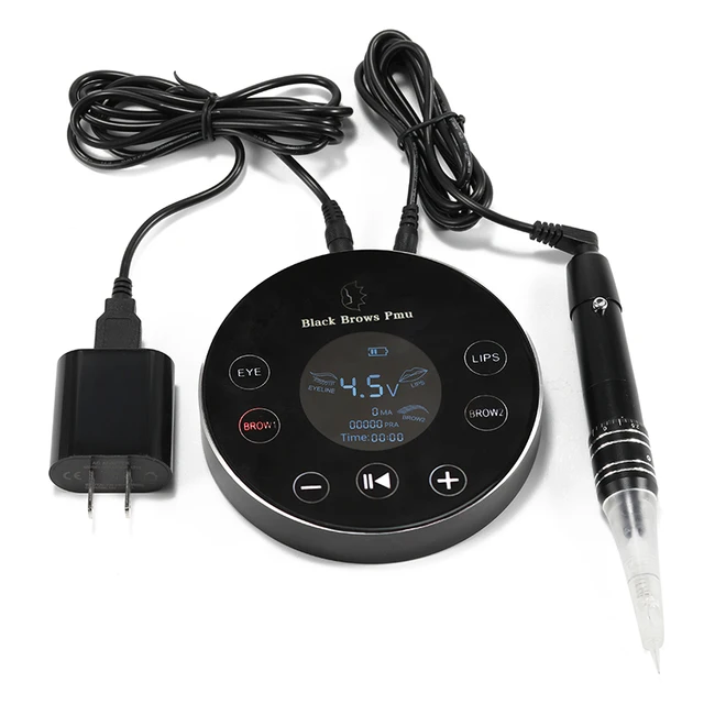 Professional Permanent Makeup Machine Tattoo Gun Eyebrow PMU Machine Pen For Up Eyebrows Eyeliner Lip Microblading Makeup Kit Black US Plug