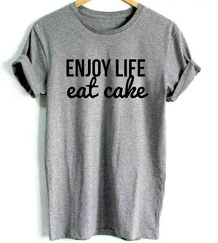 

ENJOY LIFE Eat Cahe Letter Print T Shirt Women Short Sleeve O Neck Loose Tshirt 2020 Summer Women Tee Shirt Tops Camisetas Mujer