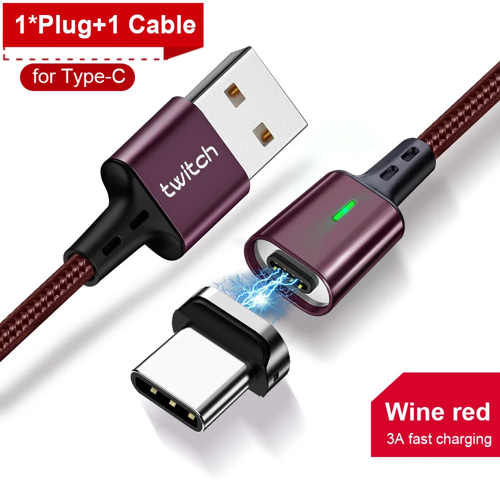 Магнитный кабель 3а usb type-C для samsung S10 S9 Plus, кабель для быстрой зарядки и передачи данных для Xiaomi Redmi Note 10 8 Pro, магнитный кабель type-C
