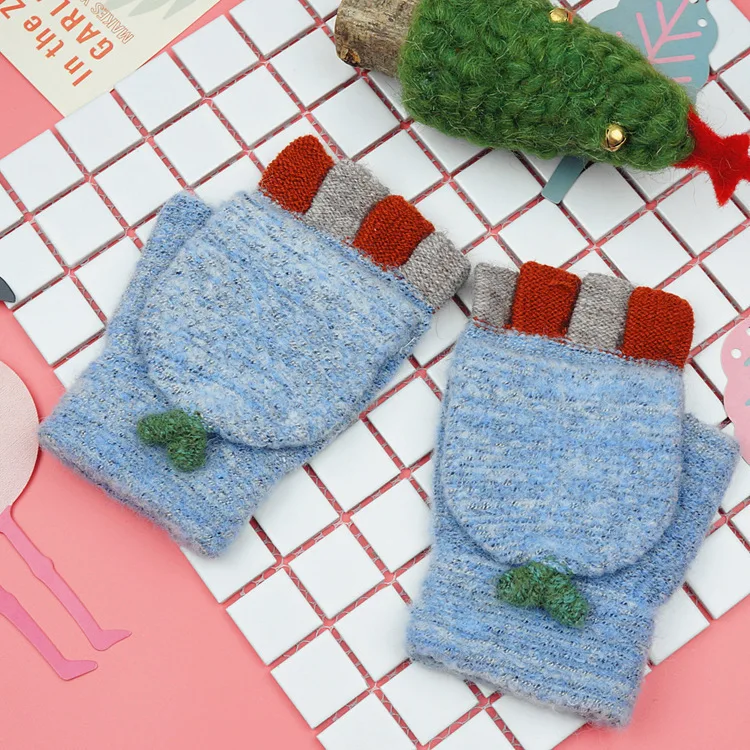 Корейский Новый вязаные перчатки половину палец раскладушка Для женщин перчатки осень и зимой на открытом воздухе теплые Симпатичные