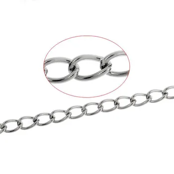 

DoreenBeads 304 Stainless Steel Open Link Curb Chain Silver Color DIY Making Necklace Bracelets Jewelry Findings 5.5x3.5mm, 3M