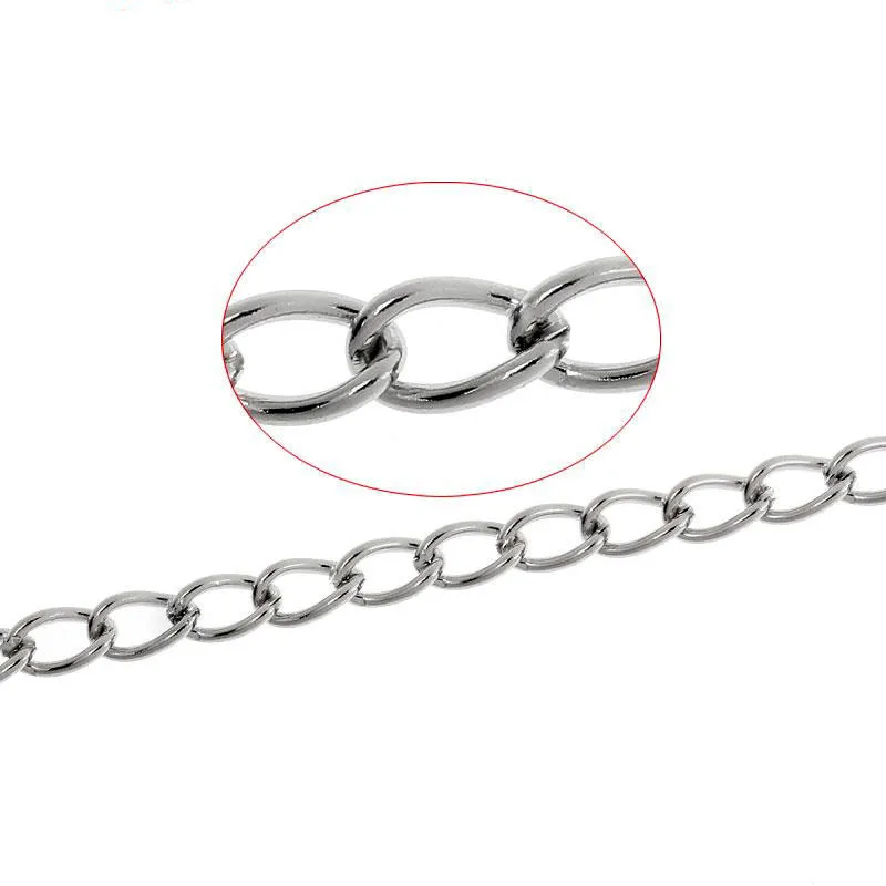DoreenBeads 304 нержавеющая сталь открытые звенья панцирная цепь серебряного цвета