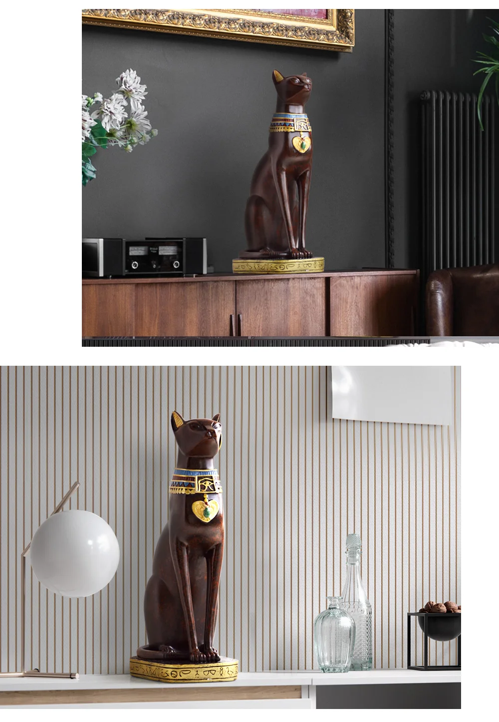 Resin Art Egyptian Cat Sculpture Home Decor Bedroom Desktop Bar Decor Accessories Vintage Crafts Figurine Decor Home Accessories