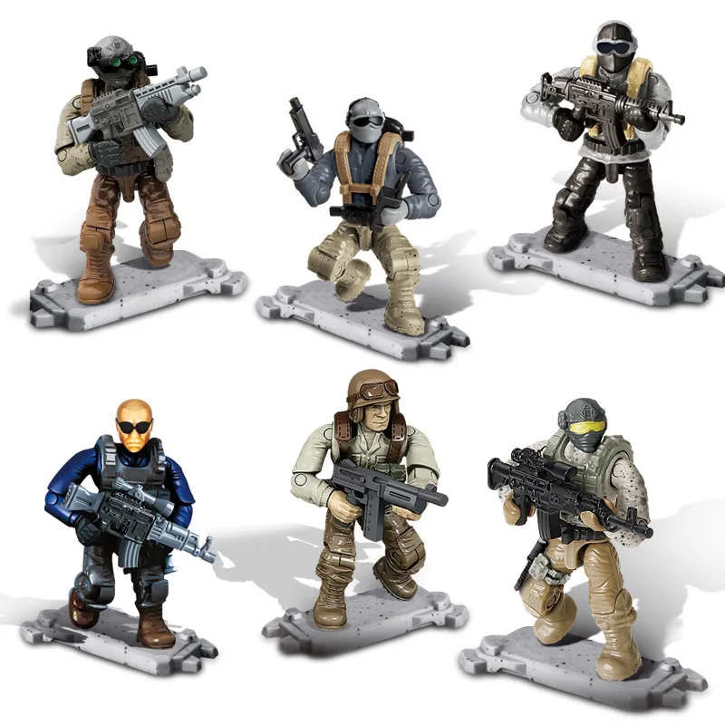 

Modern Jungle Desert military army forces action figure building block Snow leopard Commandos soldier weapon gun mega bricks toy