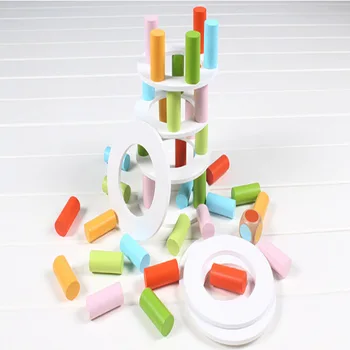 

Kids Wooden Toys High Piles Building Balance Block Two In One Flying Chess Table Travel Game Children Learning Education Toys