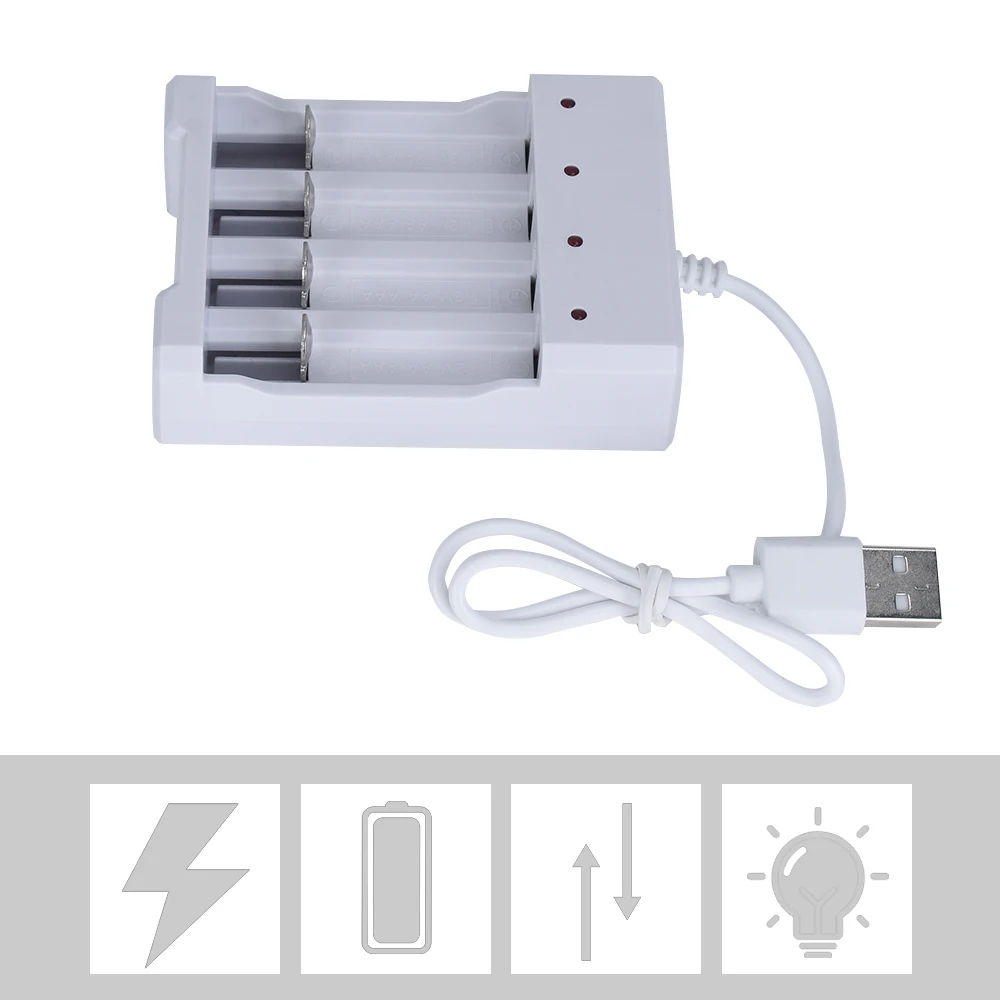 USB Output 4 Slots Fast Charging Battery Charger Short Circuit Protection AAA /AA Rechargeable Battery Charging Station