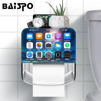

BAISPO Portable Toilet Paper Holder Waterproof Tissue Box With Drawer Plastic Double Layer Storage Rack Home Toilet Roll Holder